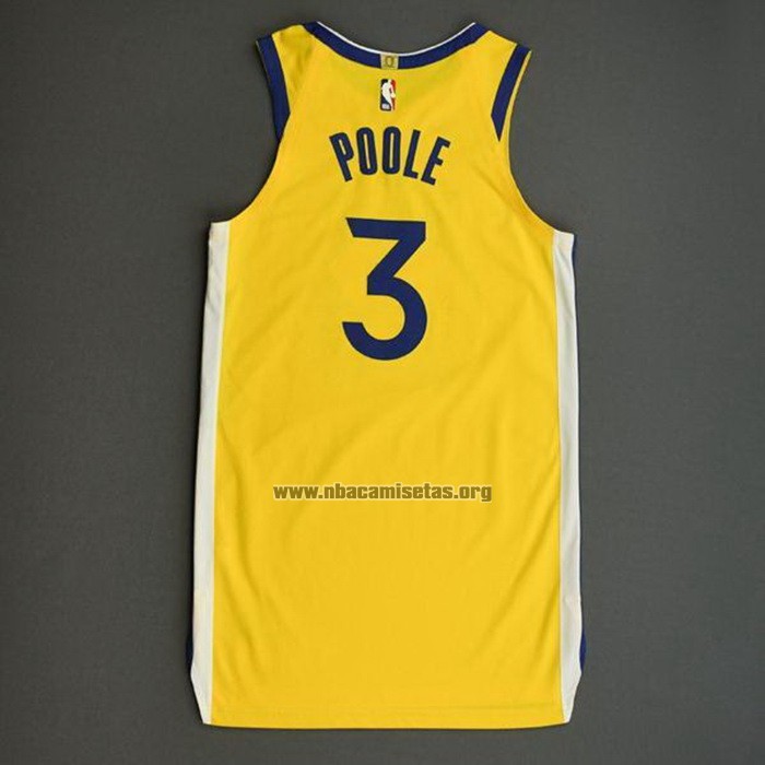 Camiseta Golden State Warriors Jordan Poole NO 3 Statement Autentico 2022 Oro